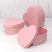 Набор коробок Сердце, С Любовью, Розовый, 25*24*12 см, 3 шт.