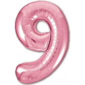 Шар (40''/102 см) Цифра, 9 Slim, Розовый фламинго, 1 шт. в упак. 