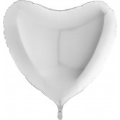 Шар (36''/91 см) Сердце, Белый, 1 шт. 