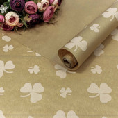 Упаковочная бумага, Крафт 40гр (0,7*10 м) Верже, Цветок Трилистник, Белый, 1 шт.