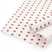 Упаковочная бумага, Крафт 70гр (0,6*10 м) Красные точки, Белый, 1 шт.