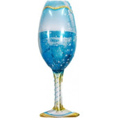Шар (32''/81 см) Фигура, Бокал Шампанское, Голубой, 1 шт. 
