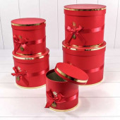 Набор коробок Цилиндр, Золотая роза, Красный, 19*19*22 см, 5 шт.