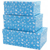 Набор коробок Снежинки и коньки, Голубой, 30*20*13 см, 3 шт.