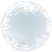 Шар (18''/46 см) Сфера 3D, Deco Bubble, Цветы и бабочки, Прозрачный, Кристалл, 1 шт. в упак. 