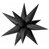 Шар (26''/66 см) Звезда, 3D Составная, Черный, 1 шт. в упак. 