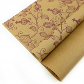Упаковочная бумага, Крафт (0,7*10 м) Экошик, Вьюнок полевой, Сиреневый, 1 шт.