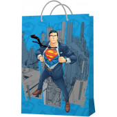 Пакет подарочный, Супермен, Герой на страже города, Синий, 40*33*15 см, 1 шт.