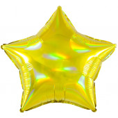 Шар с клапаном (10''/25 см) Мини-звезда, Перламутровый блеск, Золото, Голография, 1 шт. 