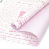 Упаковочная бумага, Крафт (0,6*7,5 м) Газета, Цветочный букет, Розовый, 1 шт.