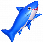Шар (39''/99 см) Фигура, Счастливая акула, Синий, 1 шт. 