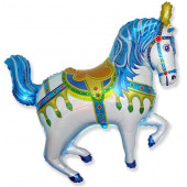 Шар (39''/99 см) Фигура, Цирковая лошадка, Синий, 1 шт. 