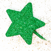 Фигура из пенопласта Звезда, Зеленый, Металлик, 6 см, с блестками, 1 шт.