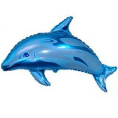 Шар (15''/38 см) Мини-фигура, Дельфин, Синий, 1 шт. 