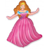 Шар (14''/36 см) Мини-фигура, Принцесса, Розовый, 1 шт. 