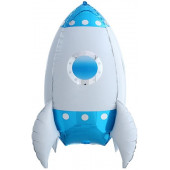 Шар (27''/69 см) Фигура, 3D Ракета, Синий, 1 шт. 