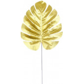 Листья искусственные Монстера, Золото, Металлик, 14*30 см, 10 шт.