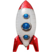 Шар (32''/81 см) Фигура, 3D Ракета, Красный, 1 шт. 