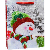 Пакет подарочный, Веселый снеговик, с блестками, 32*26*10 см, 1 шт.