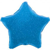 Шар (17''/43 см) Мини-звезда, Синий, Голография, 1 шт. 