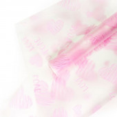 Упаковочная матовая пленка (0,7*8,8 м) Монро (сердца граффити), Розовый, 1 шт.