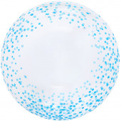 Шар (20''/51 см) Сфера 3D, Deco Bubble, Голубое конфетти, Прозрачный, Кристалл, 1 шт. в упак. 