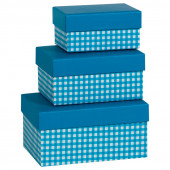Набор коробок Стильная клетка, Голубой, 16*12*8 см, 3 шт.
