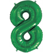 Шар (34''/86 см) Цифра, 8, Slim, Зеленый, 1 шт. в упак. 
