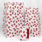 Набор коробок Новогодние подарки, Белый/Красный, 34*26*15 см, 10 шт.