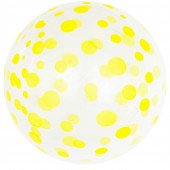 Шар (18''/46 см) Сфера 3D, Deco Bubble, Желтое конфетти, Прозрачный, Кристалл, 50 шт. 
