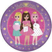 Тарелки (7''/18 см) Куклы Принцессы, Розовый, 6 шт.