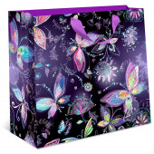 Пакет подарочный, Сказочные бабочки, Фиолетовый, Металлик, 18*18*8 см, 1 шт.