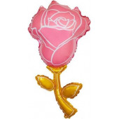 Шар (37''/94 см) Цветок, Роза, Розовый, 1 шт. 