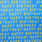 Упаковочная бумага (0,7*1 м) Happy Birthday, Синий, 1 шт.