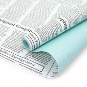 Упаковочная бумага, Крафт (0,7*10 м) Газета, Мятный, 1 шт.