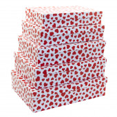 Набор коробок Множество сердец, Красный/Белый, 40*28*10 см, 5 шт.