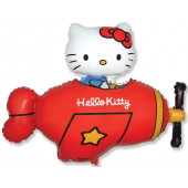 Шар (36''/91 см) Фигура, Hello Kitty, Котенок в самолете, Красный, 1 шт. в упак. 