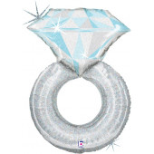Шар (38''/97 см) Фигура, Кольцо с бриллиантом, Серебро, Голография, 1 шт. 