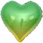Шар (18''/46 см) Сердце, Зеленый, Градиент, 1 шт. 