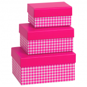 Набор коробок Стильная клетка, Ярко-розовый, 16*12*8 см, 3 шт.