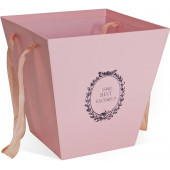 Коробка для цветов Трапеция, Best Wishes, Розовый, 25*25*25 см, 1 шт.