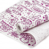 Упаковочная бумага, Крафт (0,7*10 м) Мишки Тедди, Малиновый/Белый, 1 шт.