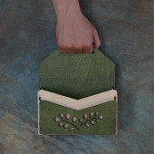 Декоративный ящик Конверт, Резные сухоцветы, Зеленый, 17*26*6 см, 1 шт.