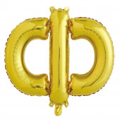 Шар с клапаном (16''/41 см) Мини-буква, Ф, Золото, 1 шт. в упак. 