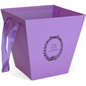 Коробка для цветов Трапеция, Best Wishes, Сиреневый, 25*25*25 см, 1 шт.