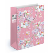 Пакет подарочный, Весенние цветы, Розовый, 23*18*10 см, 1 шт.