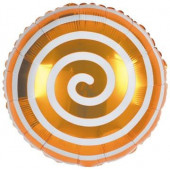 Шар (18''/46 см) Круг, Леденец Спираль, Оранжевый, 1 шт. 