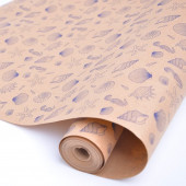 Упаковочная бумага, Крафт (0,7*10 м) Экошик, Ракушки, 1 шт.