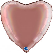 Шар (18''/46 см) Сердце, Розовое Золото, Голография, 1 шт. 