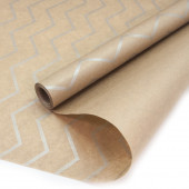 Упаковочная бумага, Крафт 40гр (0,6*10 м) Тонкие зигзаги, Серебро, 1 шт.